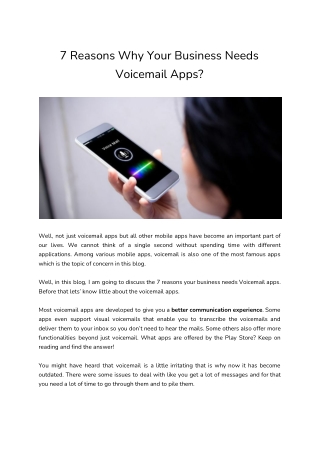 7 Reasons Why Your Business Needs Voicemail Apps?