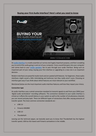 Buying your First Audio Interface Here’s what you need to know