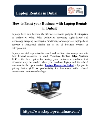 How to Boost your Business with Laptop Rentals in Dubai?
