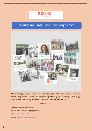 Missionary Cards | Missionsdesigns.com