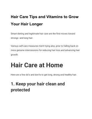 Hair Care Tips and Vitamins to Grow Your Hair Longer