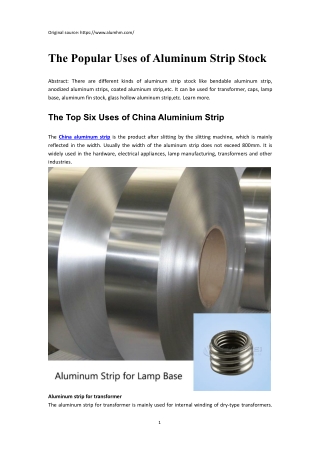 The Popular Uses of Aluminum Strip Stock