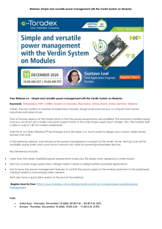 Simple and versatile power management with the Verdin System on Modules