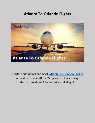 Atlanta to orlando Flights