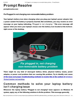 Fix Plugged in not charging non-removable battery problem