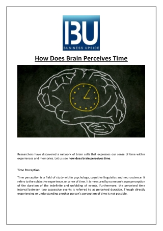 How Does Brain Perceives Time