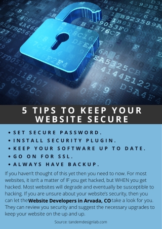 5 TIPS TO KEEP YOUR WEBSITE SECURE