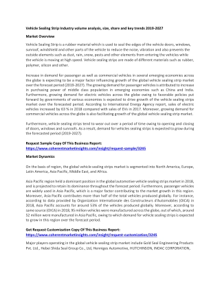 Vehicle Sealing Strip Industry volume analysis, size, share and key trends 2019-2027