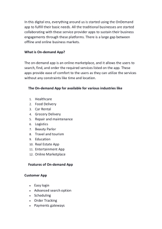 What are the industries influenced by the on-demand app?