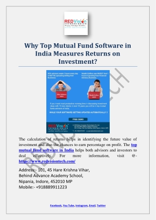 Why Top Mutual Fund Software in India Measures Returns on Investment?