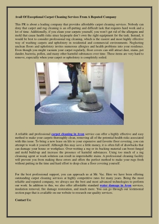 Avail Of Exceptional Carpet Cleaning Services From A Reputed Company