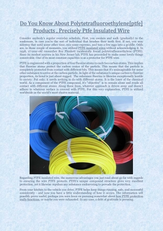 PTFE Wires - PTFE Wires Manufacturers In Canada
