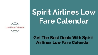 Spirit Airlines Low Fare Calendar