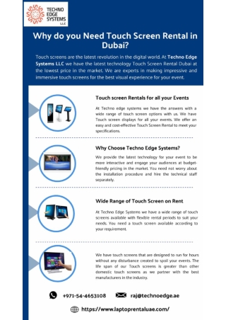 Why do you Need Touch Screen Rental in Dubai?