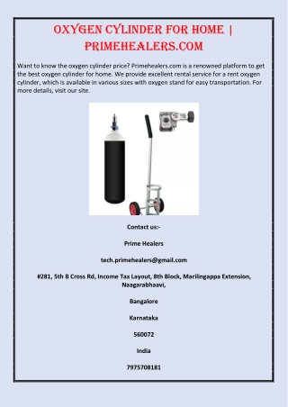 Oxygen Cylinder for Home | Primehealers.com