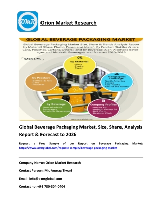 Global Beverage Packaging Market Size, Share & Forecast to 2020-2026