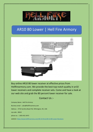 AR10 80 Lower | Hell Fire Armory