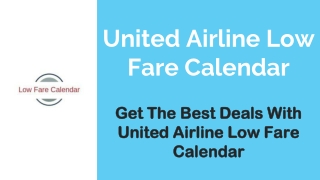 United Airline low Fare Calendar