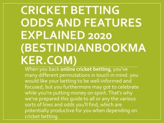 Cricket Betting Tips and features Explained 2020 (bestindianbookmaker.com)
