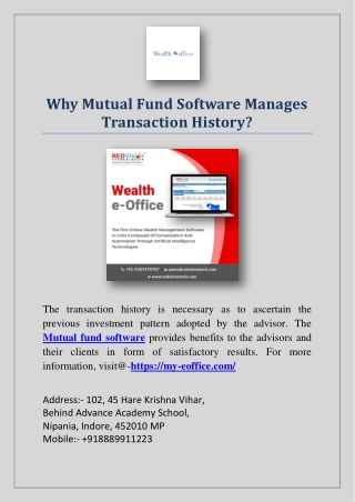 Why Mutual Fund Software Manages Transaction History?