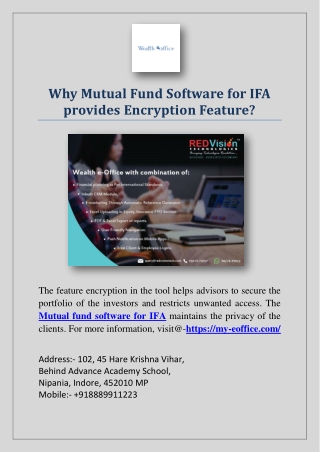 Why Mutual Fund Software for IFA provides Encryption Feature?