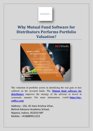 Why Mutual Fund Software for Distributors Performs Portfolio Valuation?