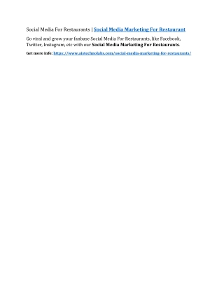 Social Media For Restaurants | Social Media Marketing For Restaurant