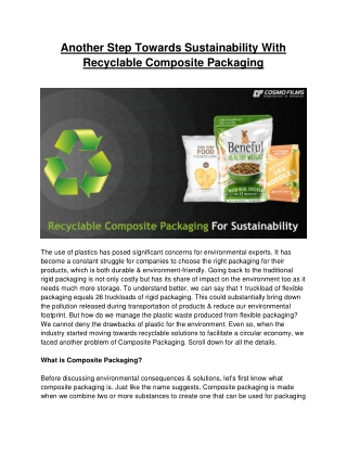 Another Step Towards Sustainability With Recyclable Composite Packaging