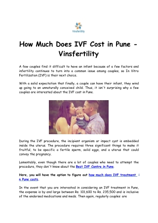 How Much Does IVF Cost in Pune - Vinsfertility