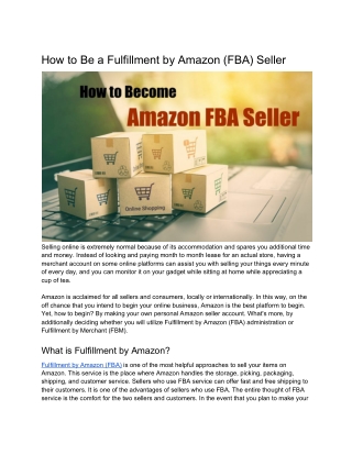 How to Be a Fulfillment by Amazon (FBA) Seller