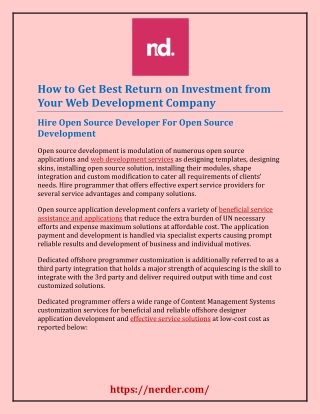 How to Get Best Return on Investment from Your Web Development Company