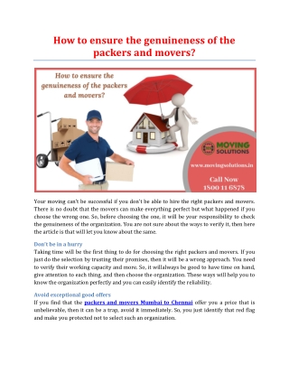 How to ensure the genuineness of the packers and movers?