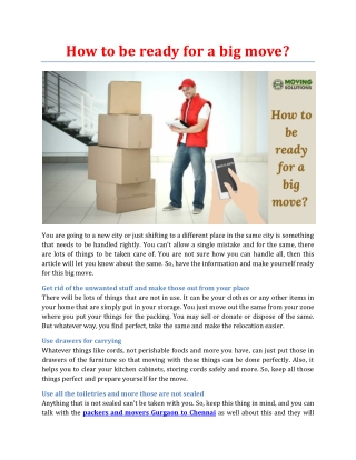 How to be ready for a big move?