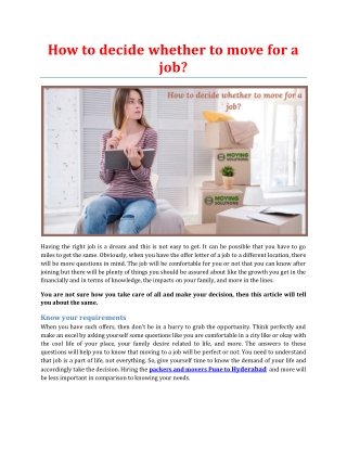 How to decide whether to move for a job?