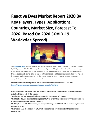 Reactive Dyes Market