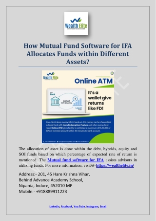 How Mutual Fund Software for IFA Allocates Funds within Different Assets?