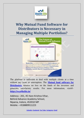 Why Mutual Fund Software for Distributors is Necessary in Managing Multiple Portfolios?