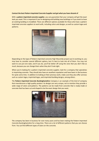 Pattern Imprinted Concrete Supplier