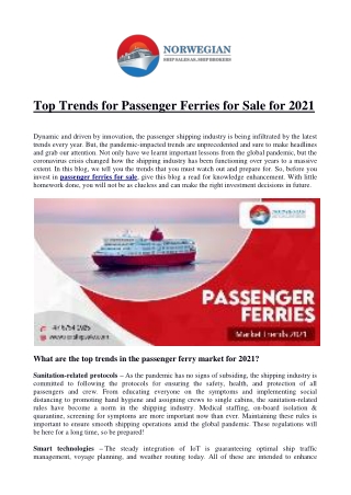 Top Trends for Passenger Ferries for Sale for 2021