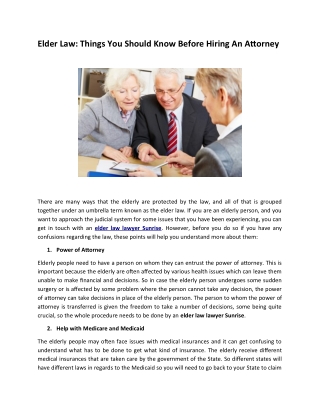 Elder Law: Things You Should Know Before Hiring An Attorney