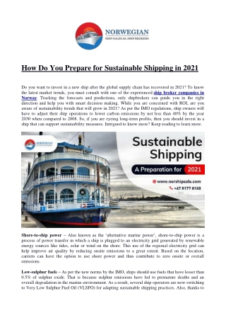 How Do You Prepare for Sustainable Shipping in 2021?