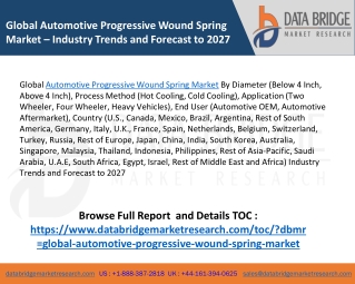 Global Automotive Progressive Wound Spring Market Remarkable Growth, Future Predictions, Industry Insight, Analysis of T