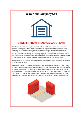 Ways Your Company Can Benefit From Storage Solutions