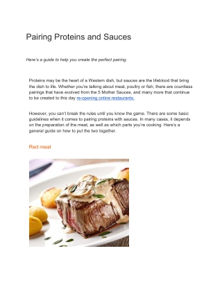 Pairing Proteins and Sauces