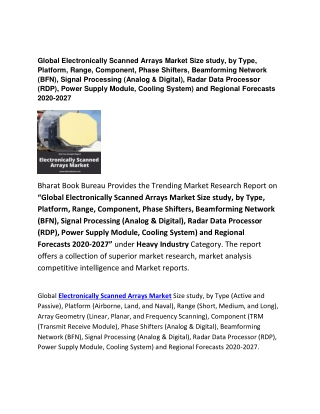 Global Electronically Scanned Arrays Market Research Report 2020-2027