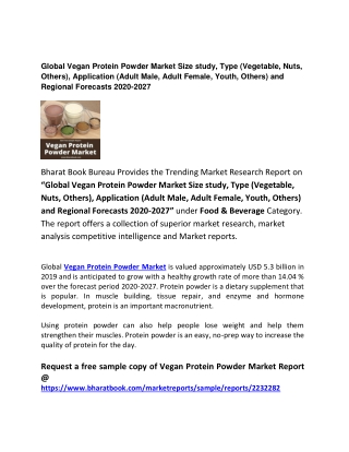 Global Vegan Protein Powder Market Size study and Forecast 2020-2027