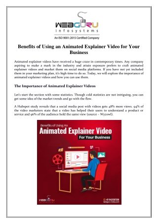 Benefits of Using an Animated Explainer Video for Your Business