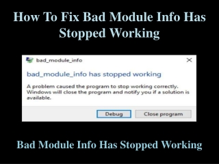 How to Fix bad module info has stopped working