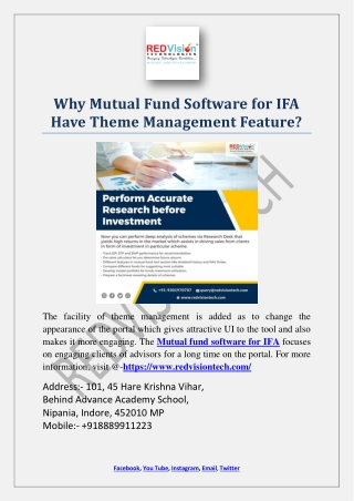 Why Mutual Fund Software for IFA Have Theme Management Feature?