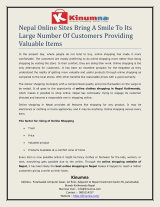 Nepal Online Sites Bring A Smile To Its Large Number Of Customers Providing Valuable Items